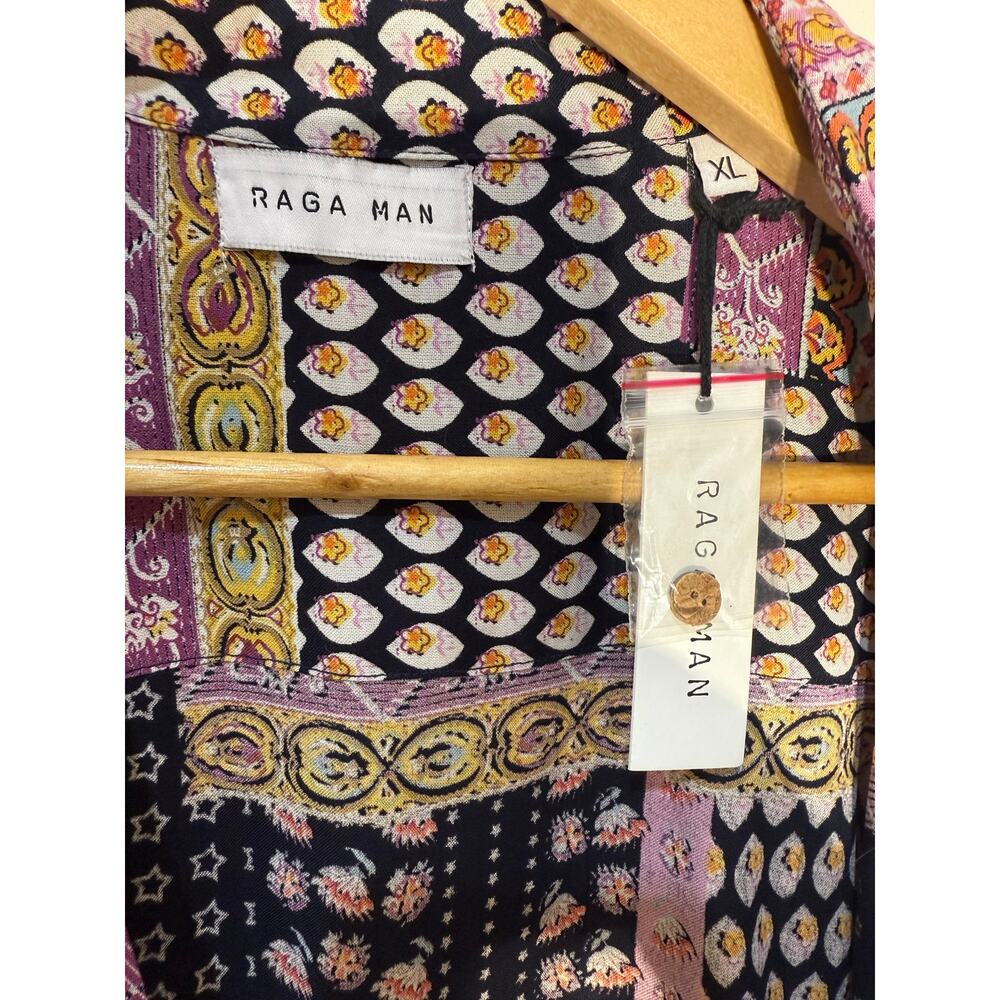 Raga Man Retro Camp Patchwork Button Down Shirt, … - image 4